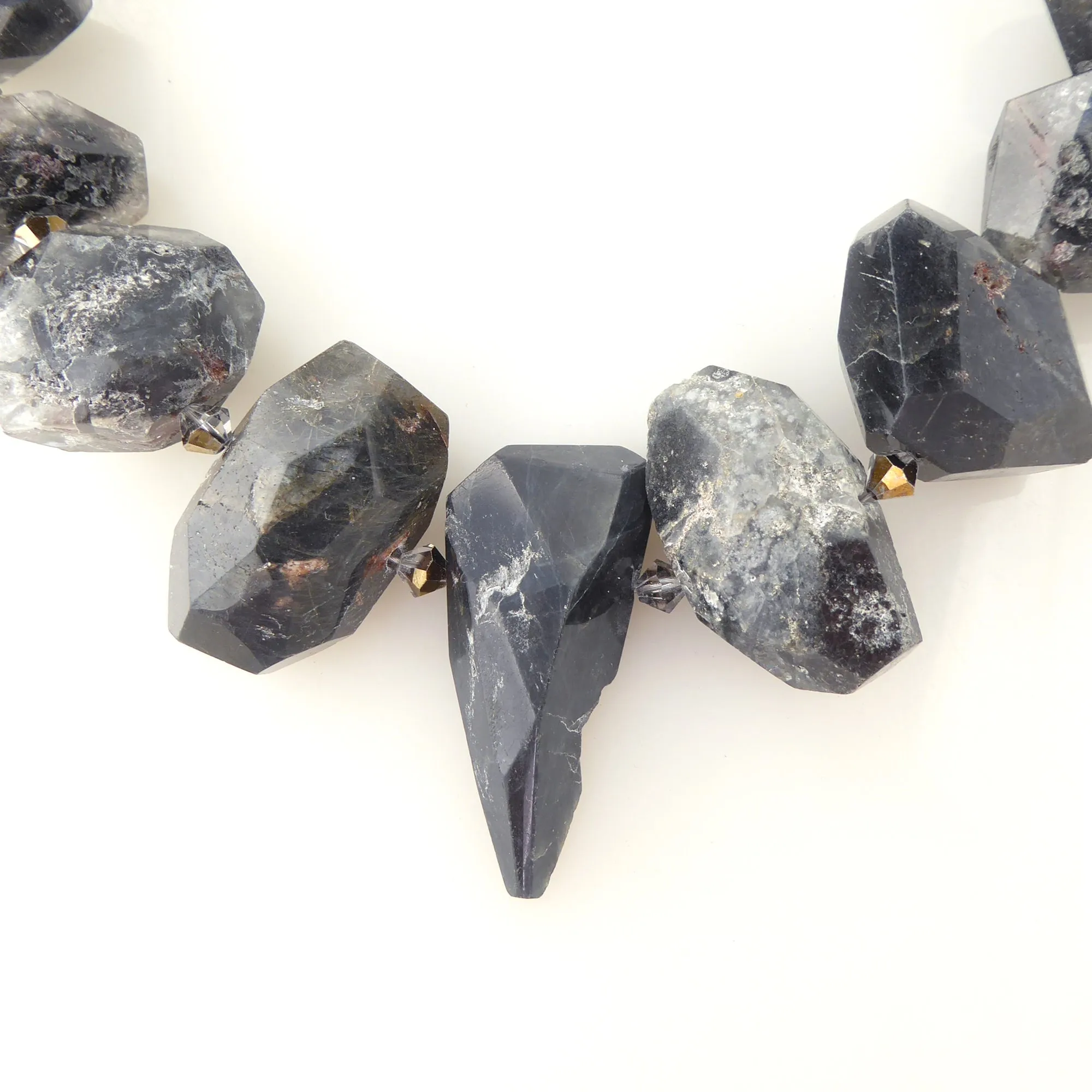 Black tourmalinated quartz collar necklace