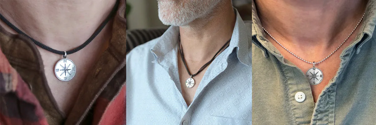 boone men's compass necklace • happy father's day