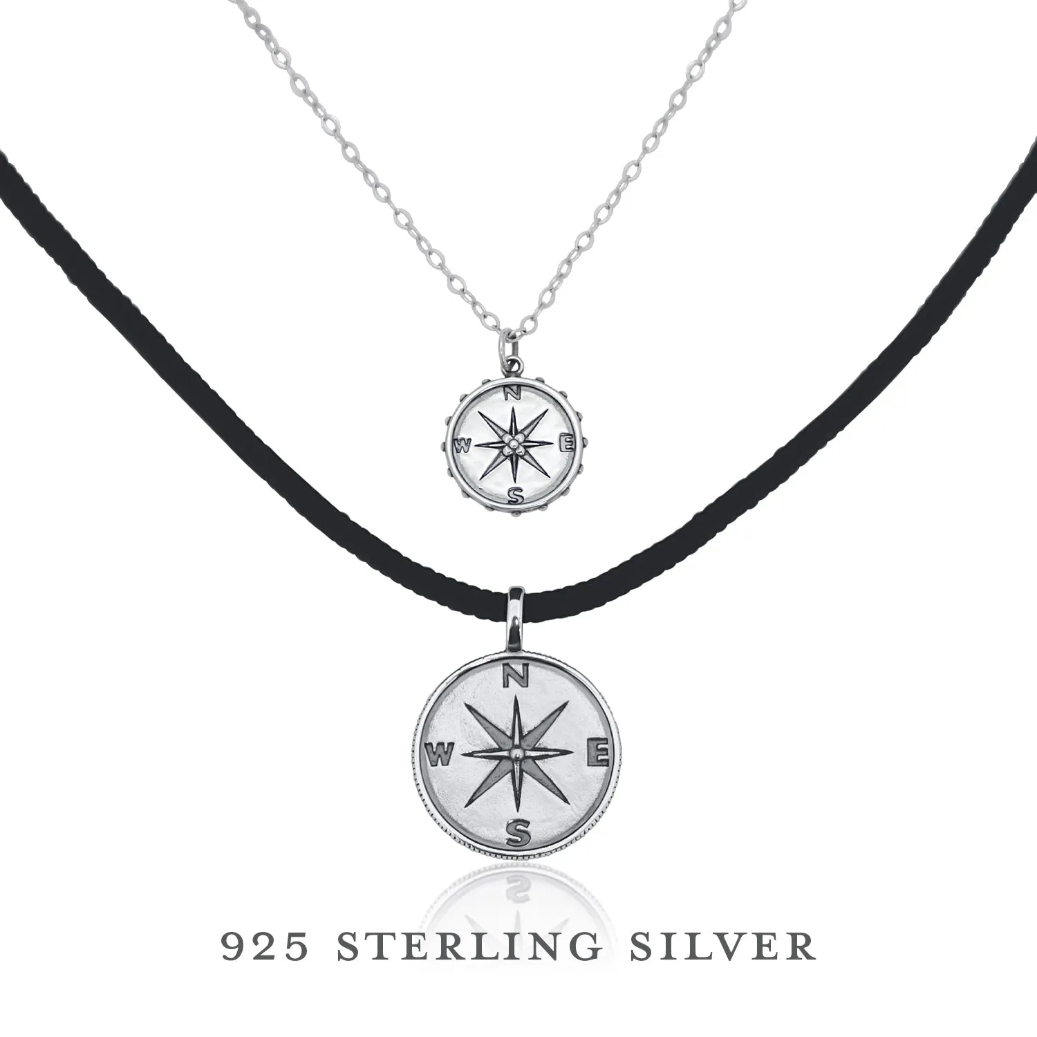 boone   nellie compass necklace set • moon and back