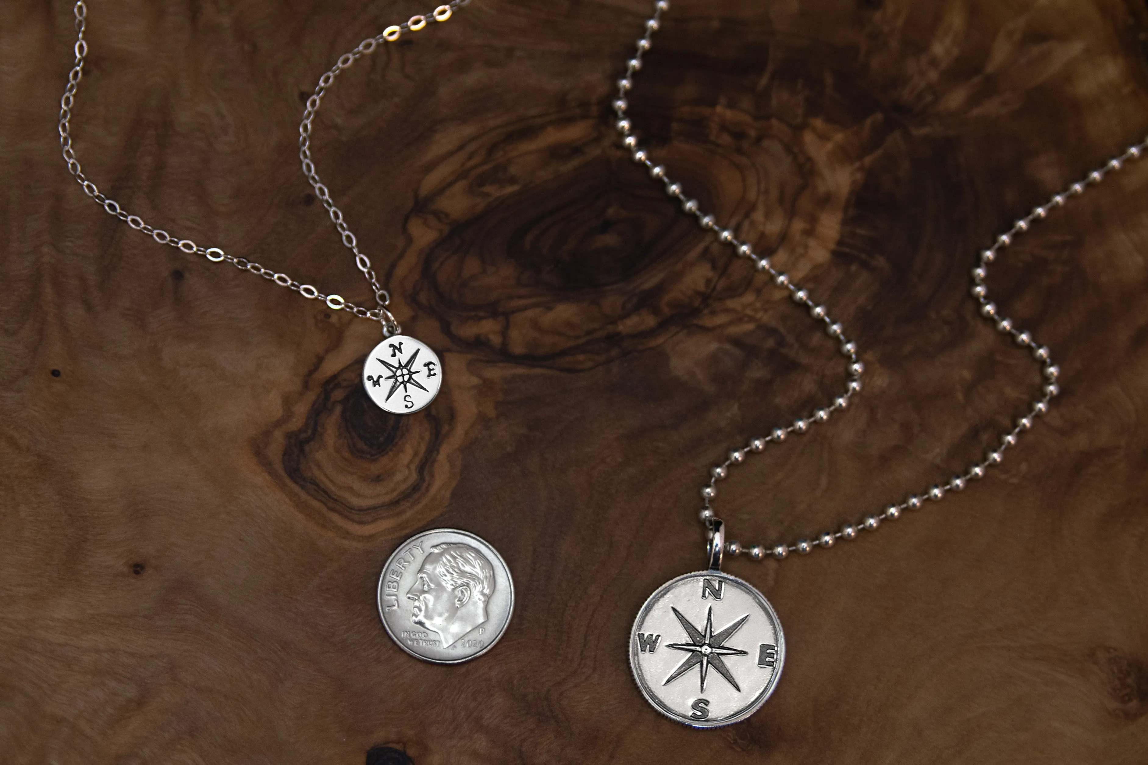 boone   nellie compass necklace set • moon and back