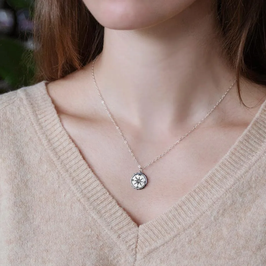 boone   nellie compass necklace set • moon and back