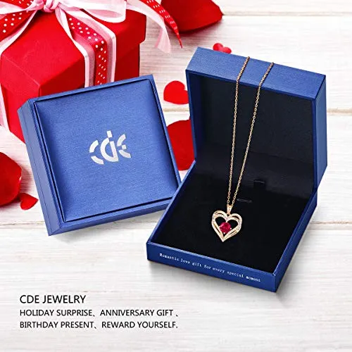 CDE Forever Love Heart Necklace 925 Sterling Silver Rose Gold Plated January Birthstone Pendant Necklaces for Women with 5A Cubic Zirconia Jewelry Birthday Gift