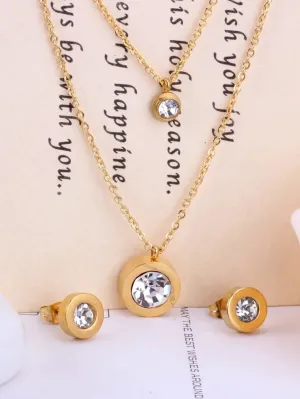 Celestial Layered Necklace And Stud Earrings Set - FD ⚡