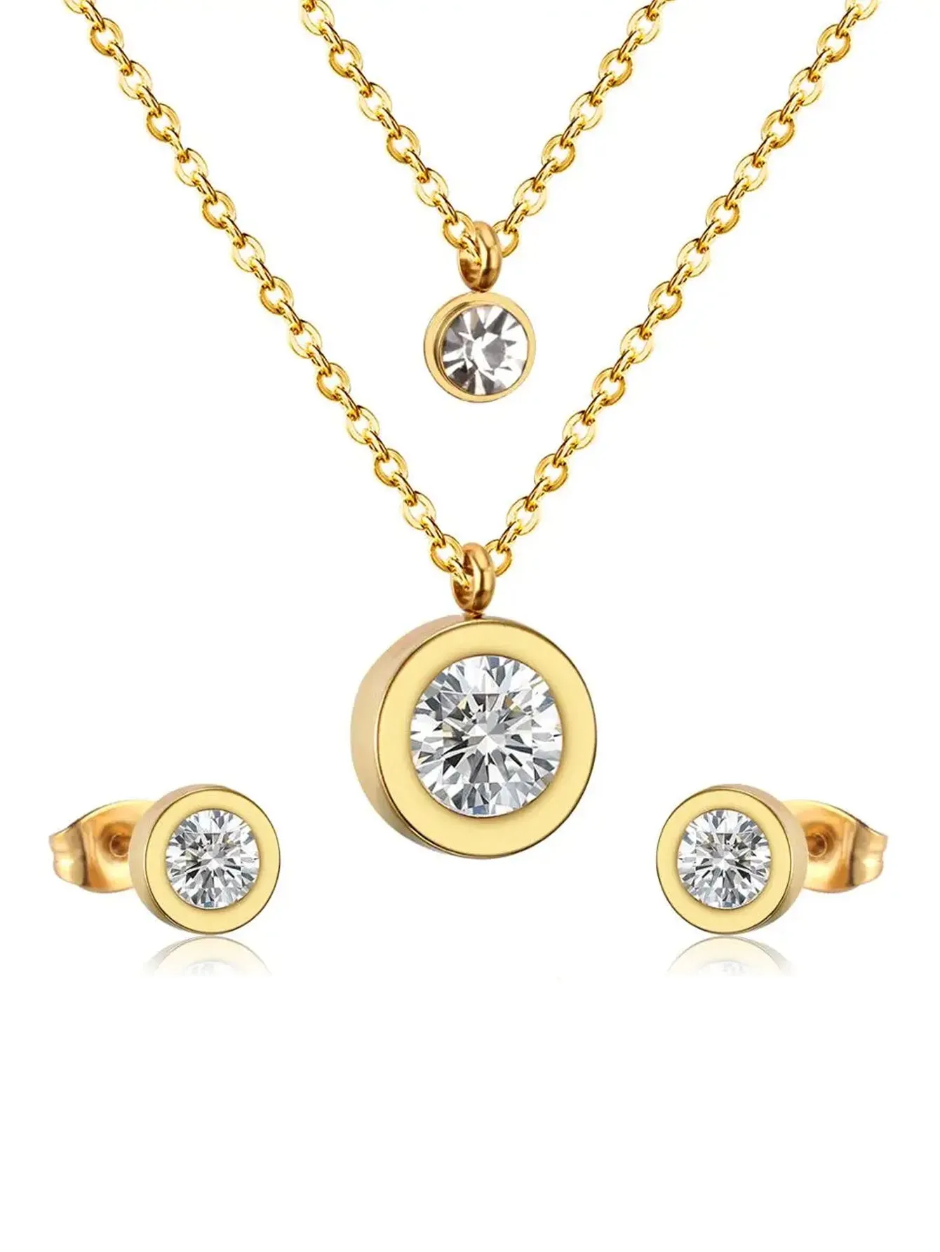 Celestial Layered Necklace And Stud Earrings Set - FD ⚡