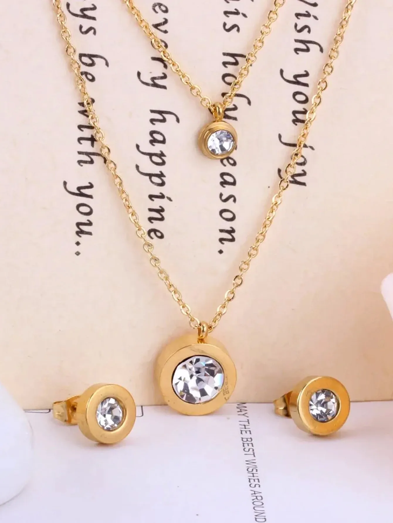 Celestial Layered Necklace And Stud Earrings Set - FD ⚡