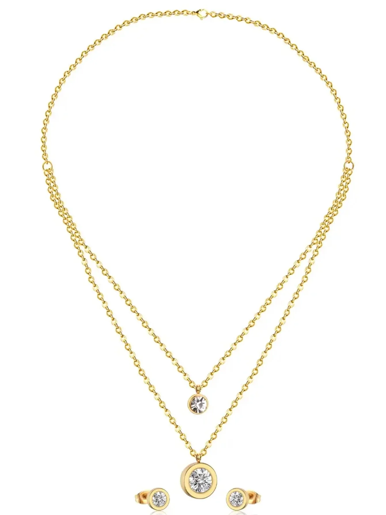 Celestial Layered Necklace And Stud Earrings Set - FD ⚡