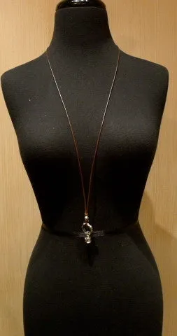 Chan Luu Unisex Sterling Silver and Smoky Quartz Necklace with Skull