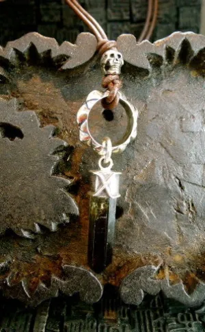 Chan Luu Unisex Sterling Silver and Smoky Quartz Necklace with Skull