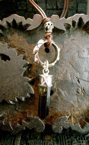 Chan Luu Unisex Sterling Silver and Smoky Quartz Necklace with Skull