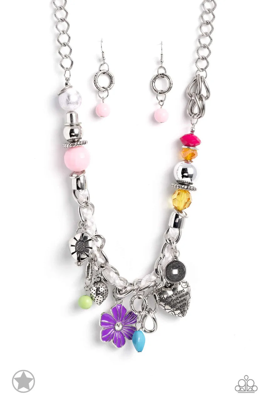 Charmed, I Am Sure - Multi - Rainbow Charm Inspirational Religious Paparazzi Short Necklace