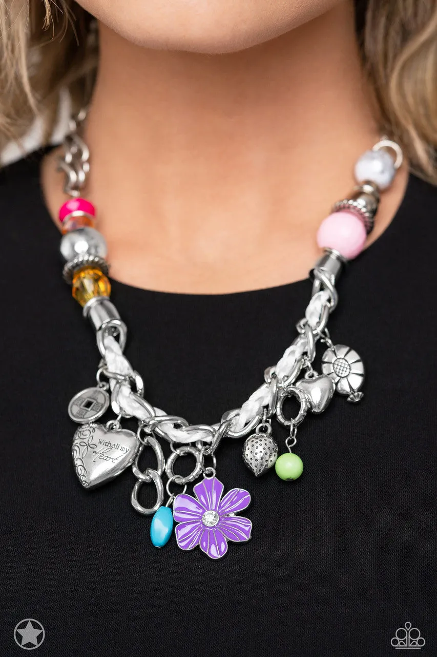 Charmed, I Am Sure - Multi - Rainbow Charm Inspirational Religious Paparazzi Short Necklace