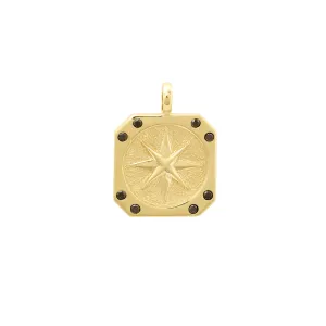 Charmology Black Diamond Compass 14k Gold Medallion