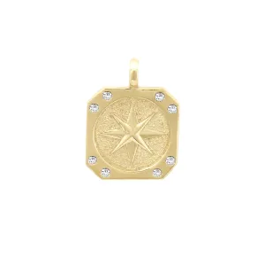 Charmology Diamond Compass 14k Gold Medallion