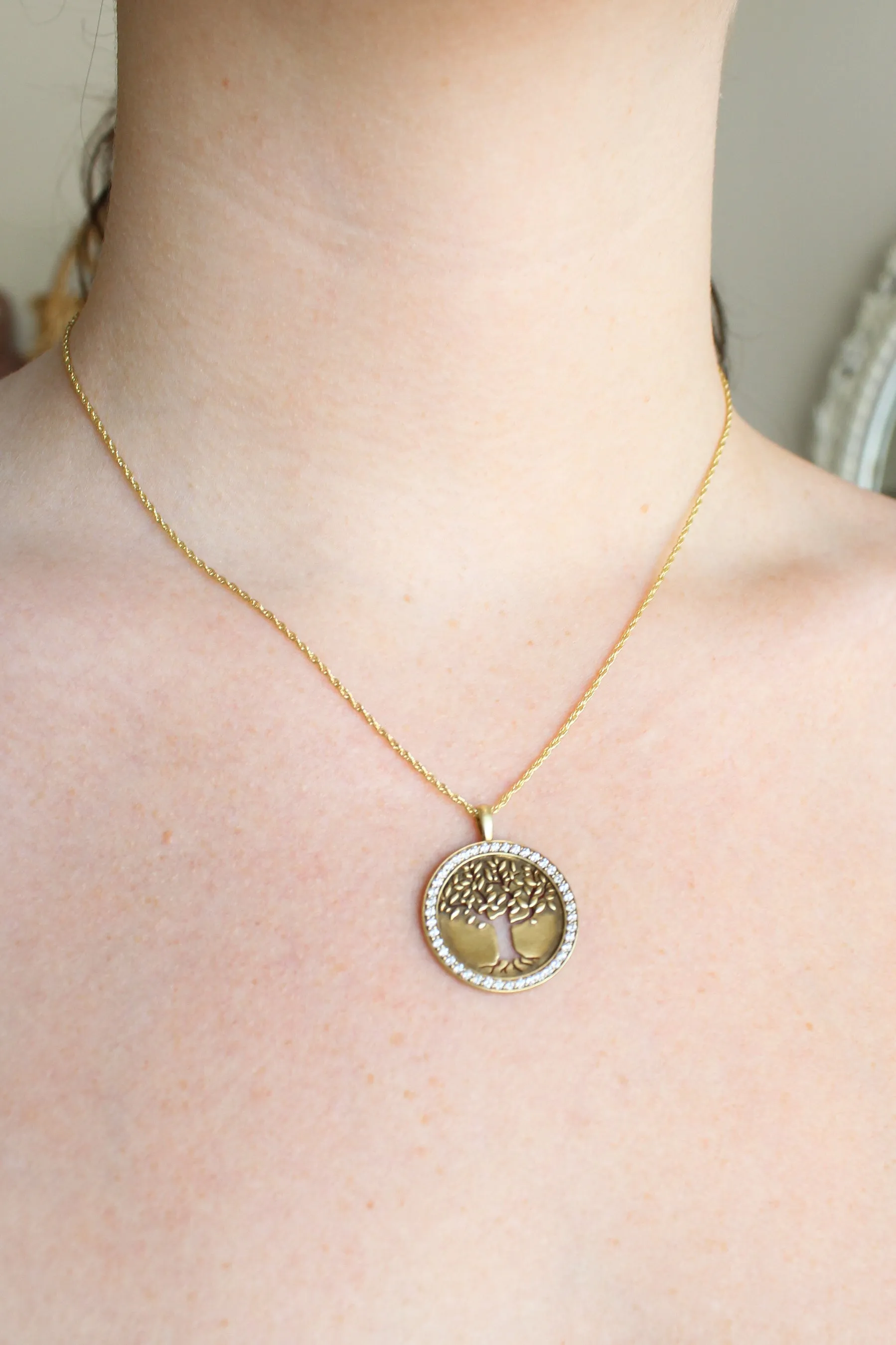 Cherish Austin 14k   Pave Diamond Live Oak Pendant YG