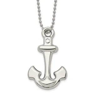 Chisel Stainless Steel Polished Hollow Anchor Pendant on a 22 inch Ball Chain Necklace