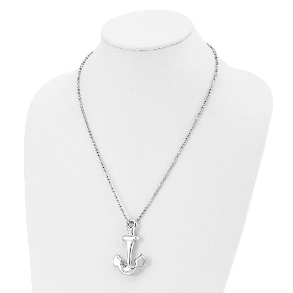 Chisel Stainless Steel Polished Hollow Anchor Pendant on a 22 inch Ball Chain Necklace