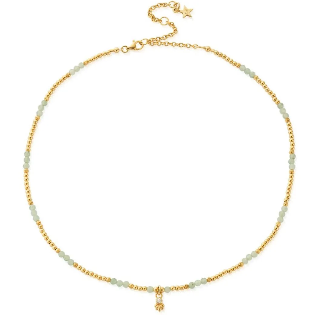 ChloBo Glistening Flower Bud Aventurine Choker Necklace - Gold