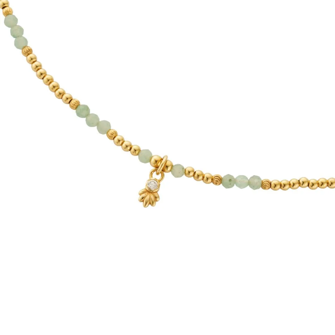 ChloBo Glistening Flower Bud Aventurine Choker Necklace - Gold