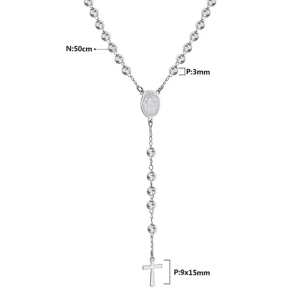 Christian Catholic  Stainless Steel Saint Benedict Cross Pendant Necklace