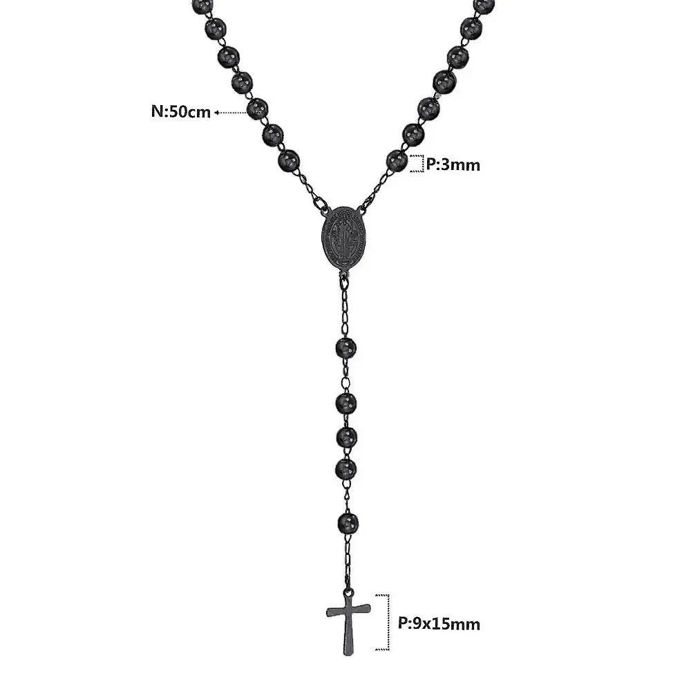 Christian Catholic  Stainless Steel Saint Benedict Cross Pendant Necklace