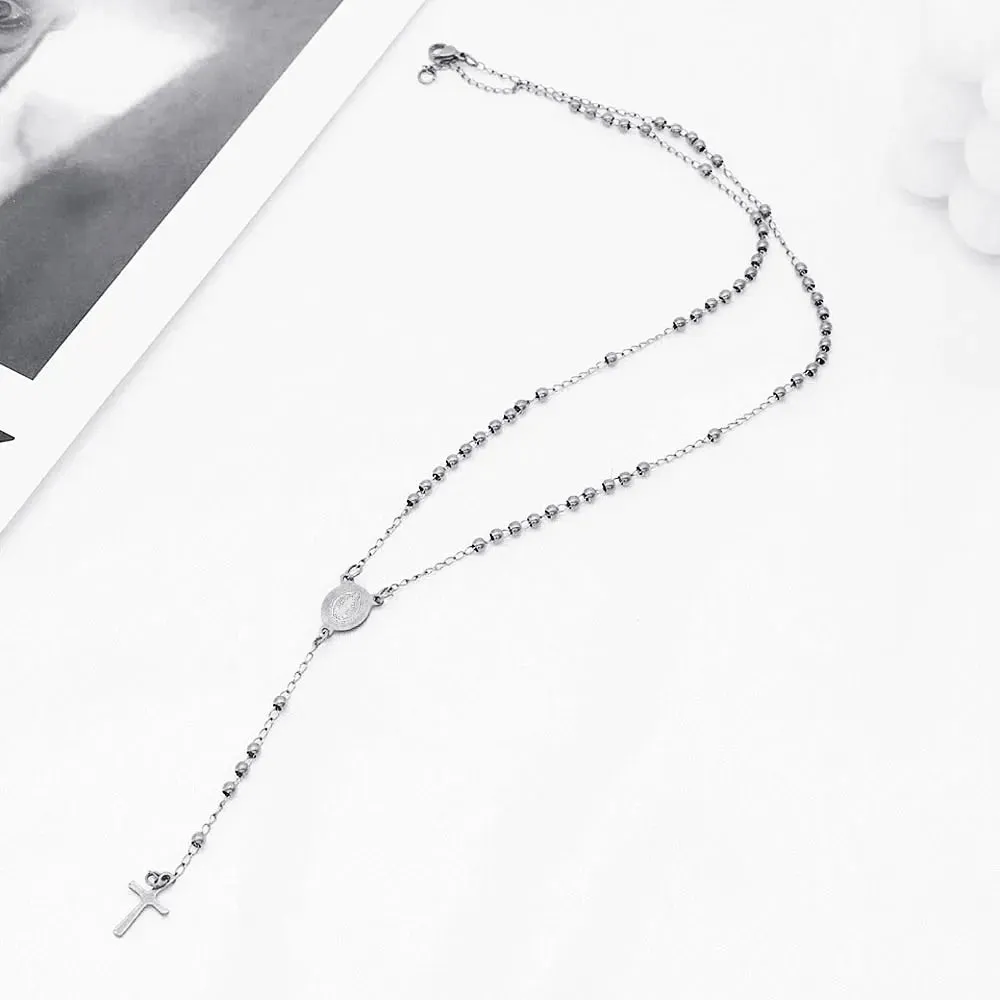 Christian Catholic  Stainless Steel Saint Benedict Cross Pendant Necklace