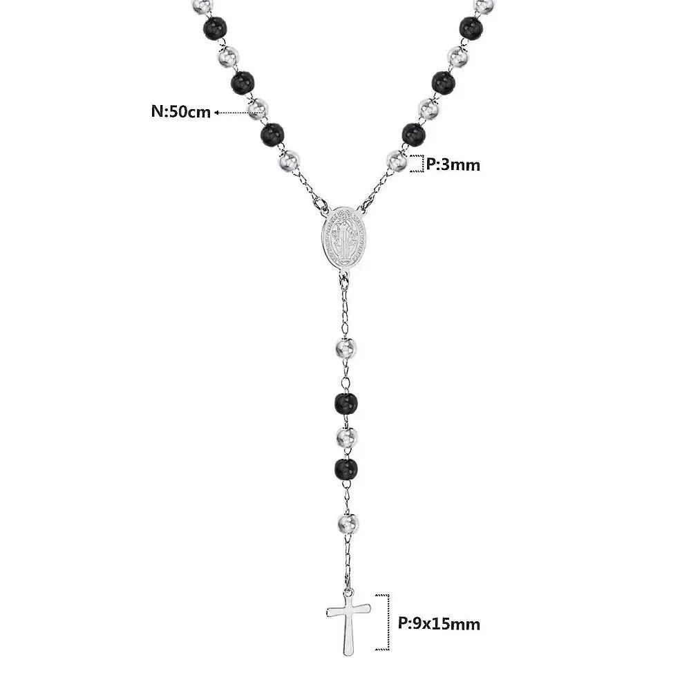 Christian Catholic  Stainless Steel Saint Benedict Cross Pendant Necklace