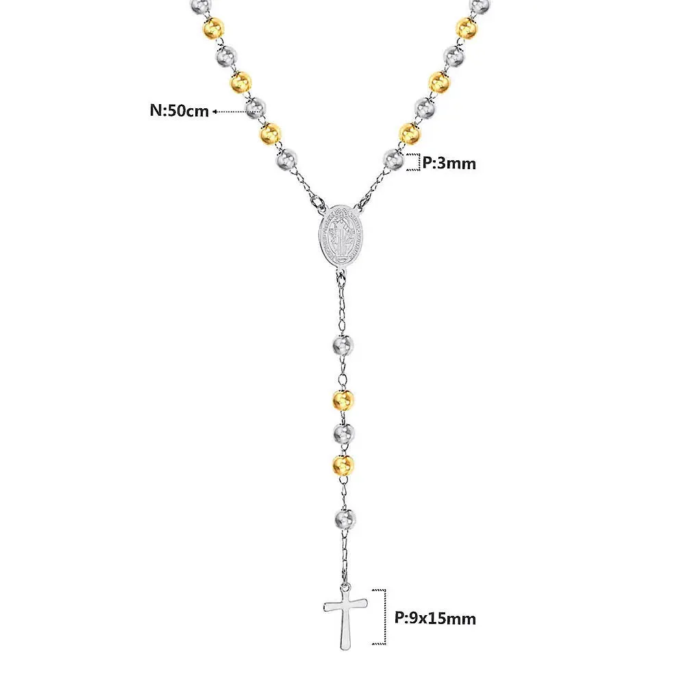 Christian Catholic  Stainless Steel Saint Benedict Cross Pendant Necklace