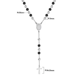 Christian Catholic  Stainless Steel Saint Benedict Cross Pendant Necklace