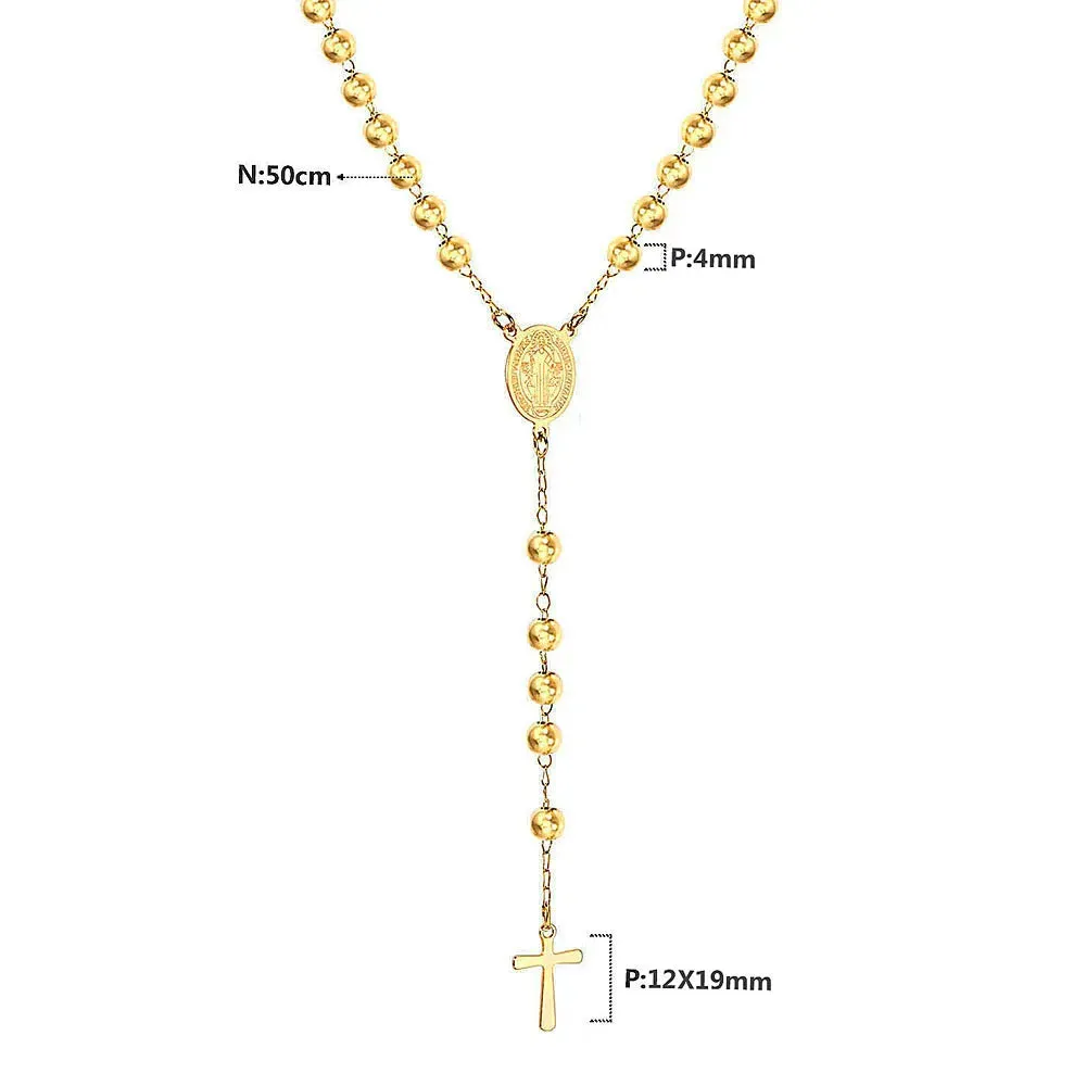 Christian Catholic  Stainless Steel Saint Benedict Cross Pendant Necklace