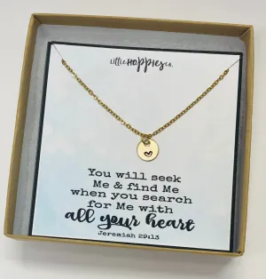 Christian Jewelry, Heart Necklace, Baptism gift, Confirmation gift, Encouragement gift, Gift of faith, Christmas gift, Birthday gift