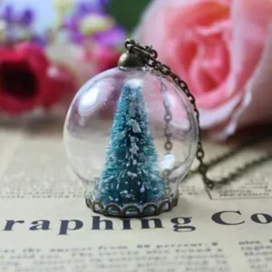 Christmas Tree Snow Globe Necklace
