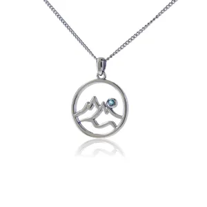 Circle Mountain Silhouette with Blue Topaz Accent Pendant