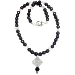 Clear Quartz Necklace Merkaba Star Chalcedony