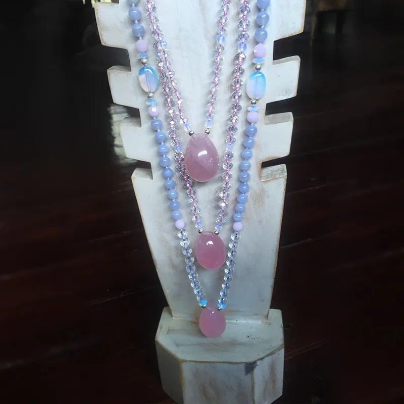 Clear Quartz Pure Crystal with Rose Quartz & Blue Lace Agate Yoni Egg Mala - Luxe Collection