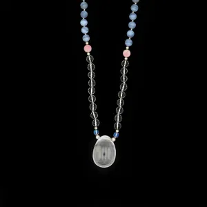 Clear Quartz Pure Crystal with Rose Quartz & Blue Lace Agate Yoni Egg Mala - Luxe Collection
