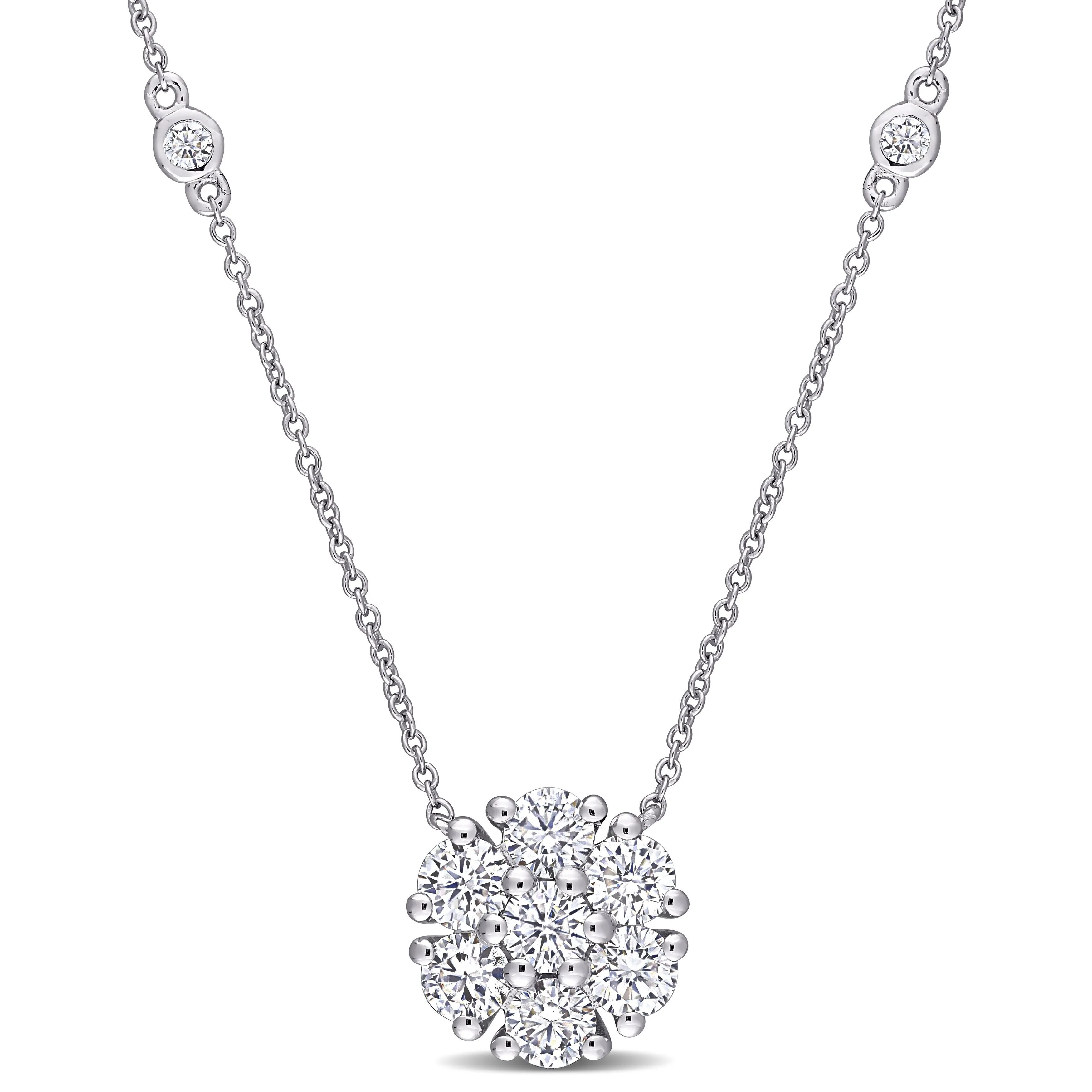Cluster Floral Moissanite Necklace