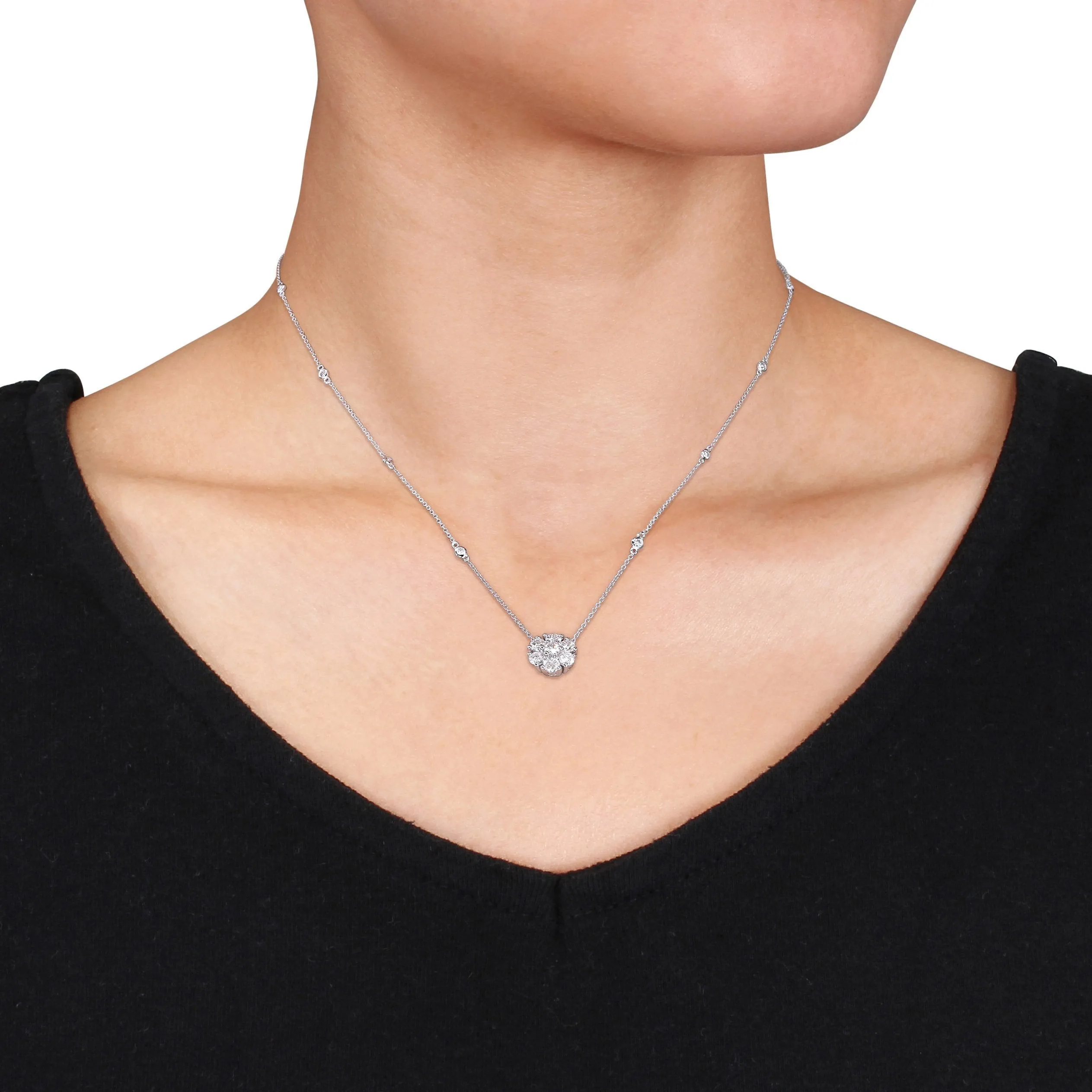 Cluster Floral Moissanite Necklace