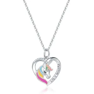 Color Unicorn Necklace Valentine's Day  Gift Horse Drop Pendant