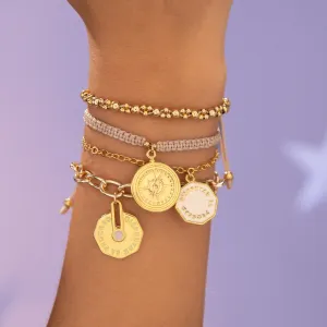 Compass and Dream 4-Piece Bracelet Set   Earrings