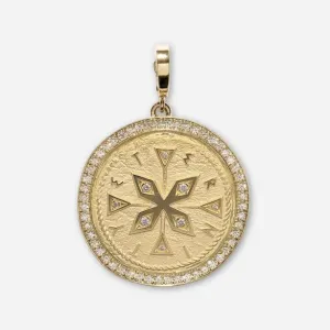 Compass Large Pave Coin Charm