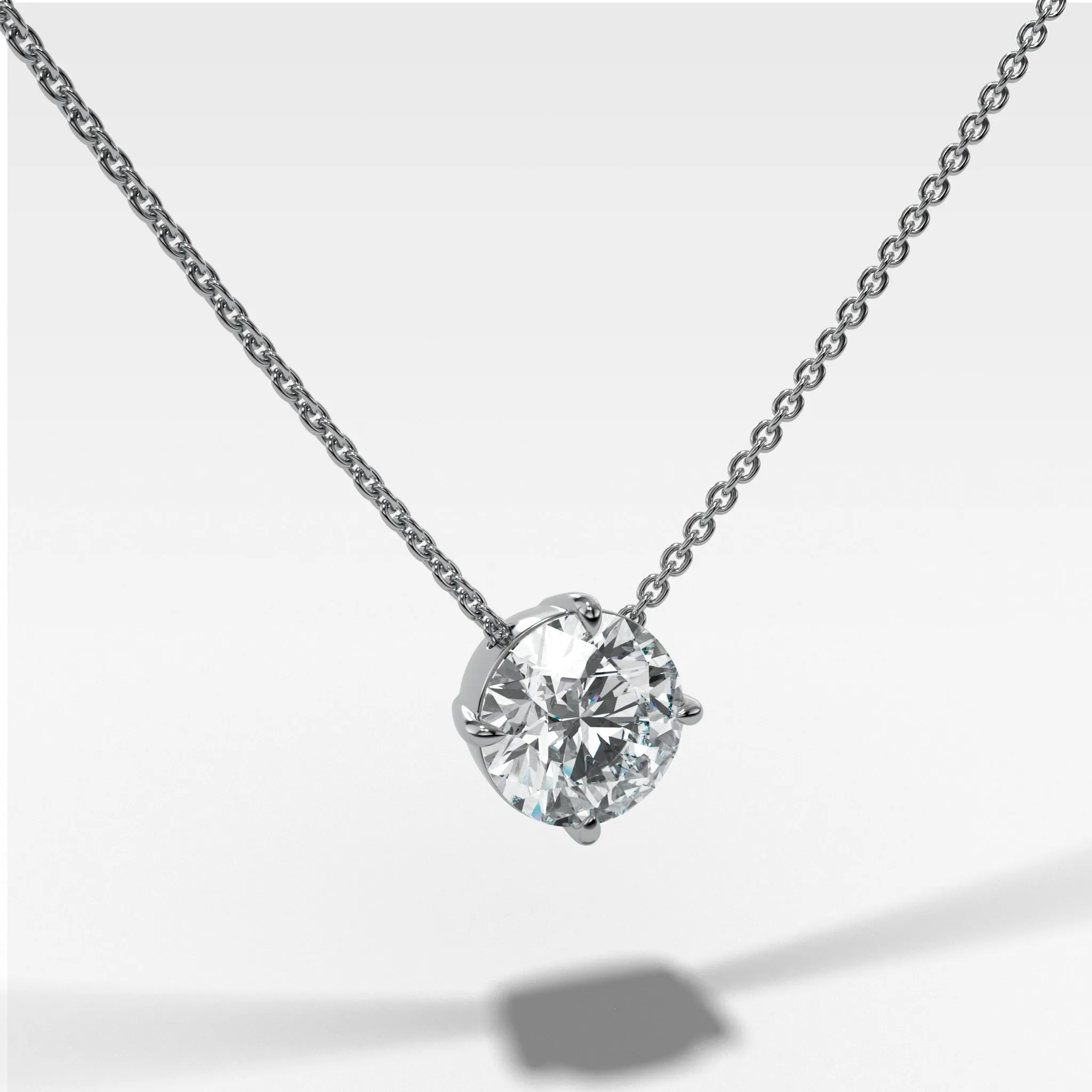 Compass Pendant Necklace with Round Cut Diamond