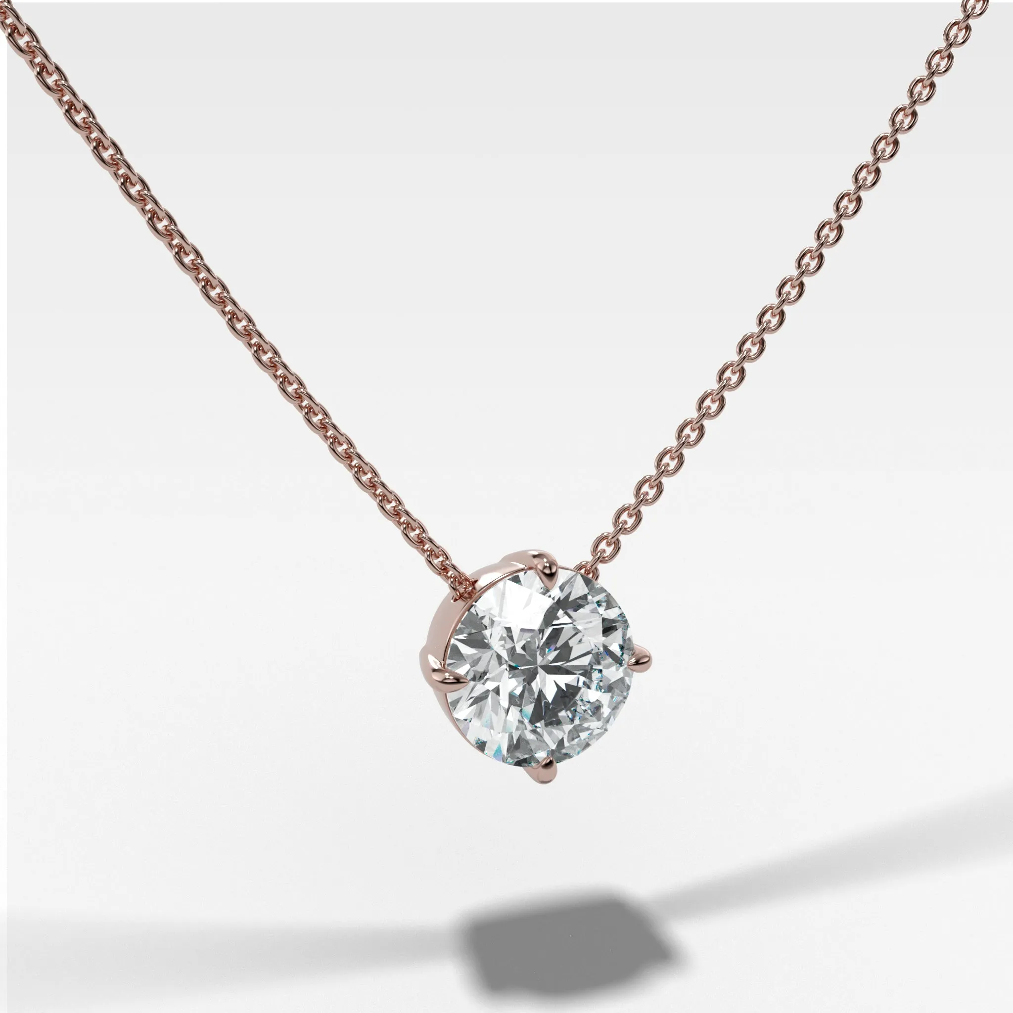 Compass Pendant Necklace with Round Cut Diamond