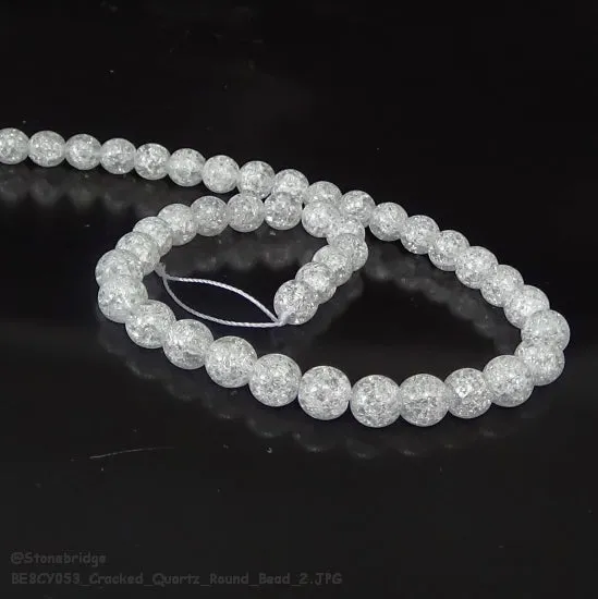 Crackle Quartz Round Strand 15" - 8mm