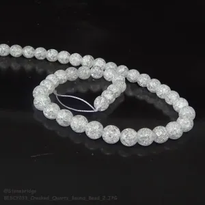 Crackle Quartz Round Strand 15" - 8mm