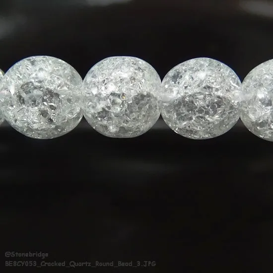 Crackle Quartz Round Strand 15" - 8mm