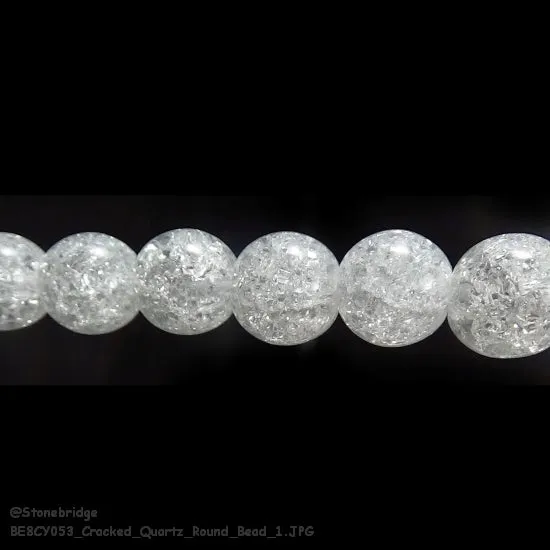 Crackle Quartz Round Strand 15" - 8mm