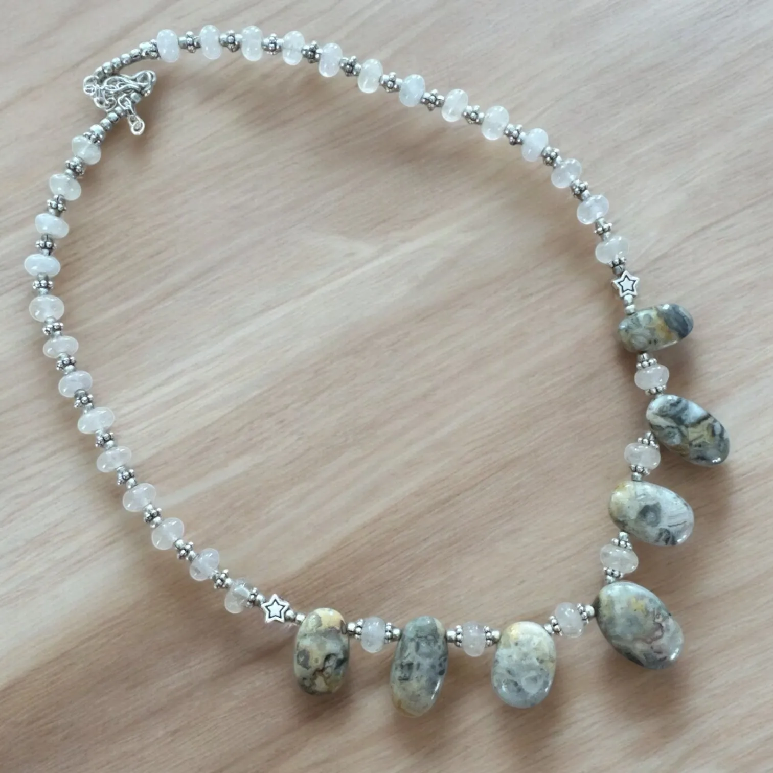 Crazy Lace Agate & Rose Quartz Necklace