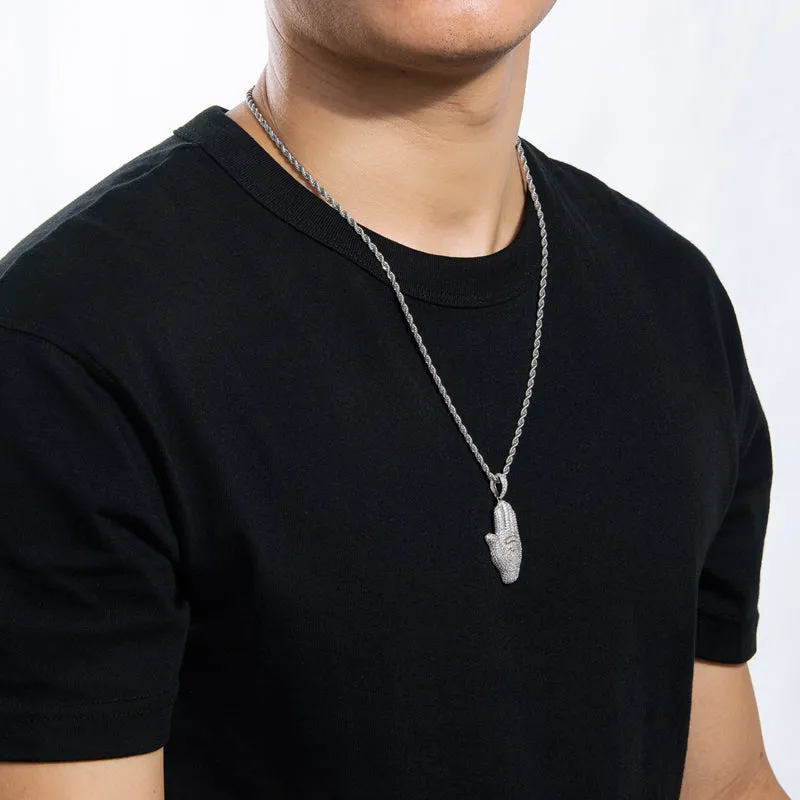 Created Diamond Palm Hip Hop Pendant Necklace