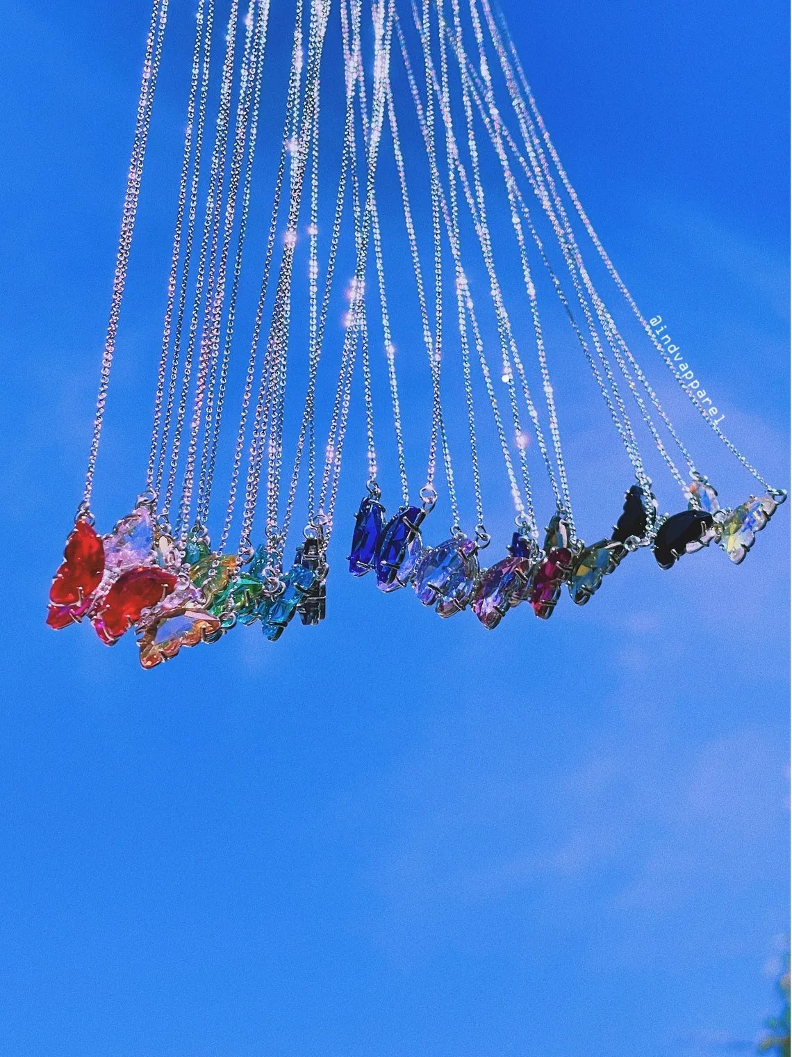 Crystal Glass Butterfly Necklace   Initial Charm