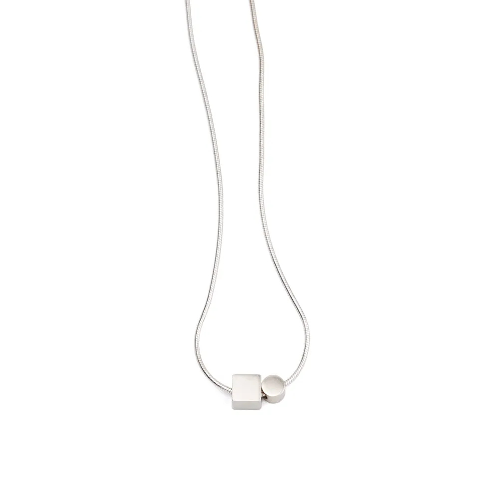 Cube   Dot Pendant Set - Silver